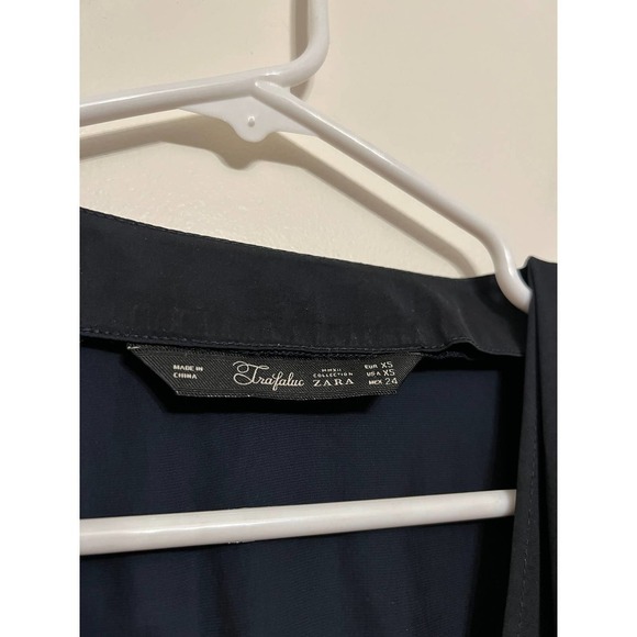 Zara Trafaluc Women's Navy Black V Neck Wrap Mini Dress Size Extra Small - Picture 2 of 4